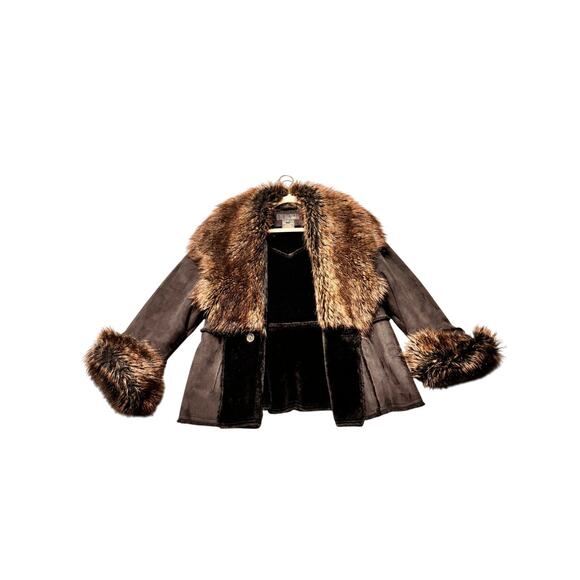 Vintage Utex Pennylane Coat Large Y2K Brown Faux Fur Mob Wife - Picture 11 of 13